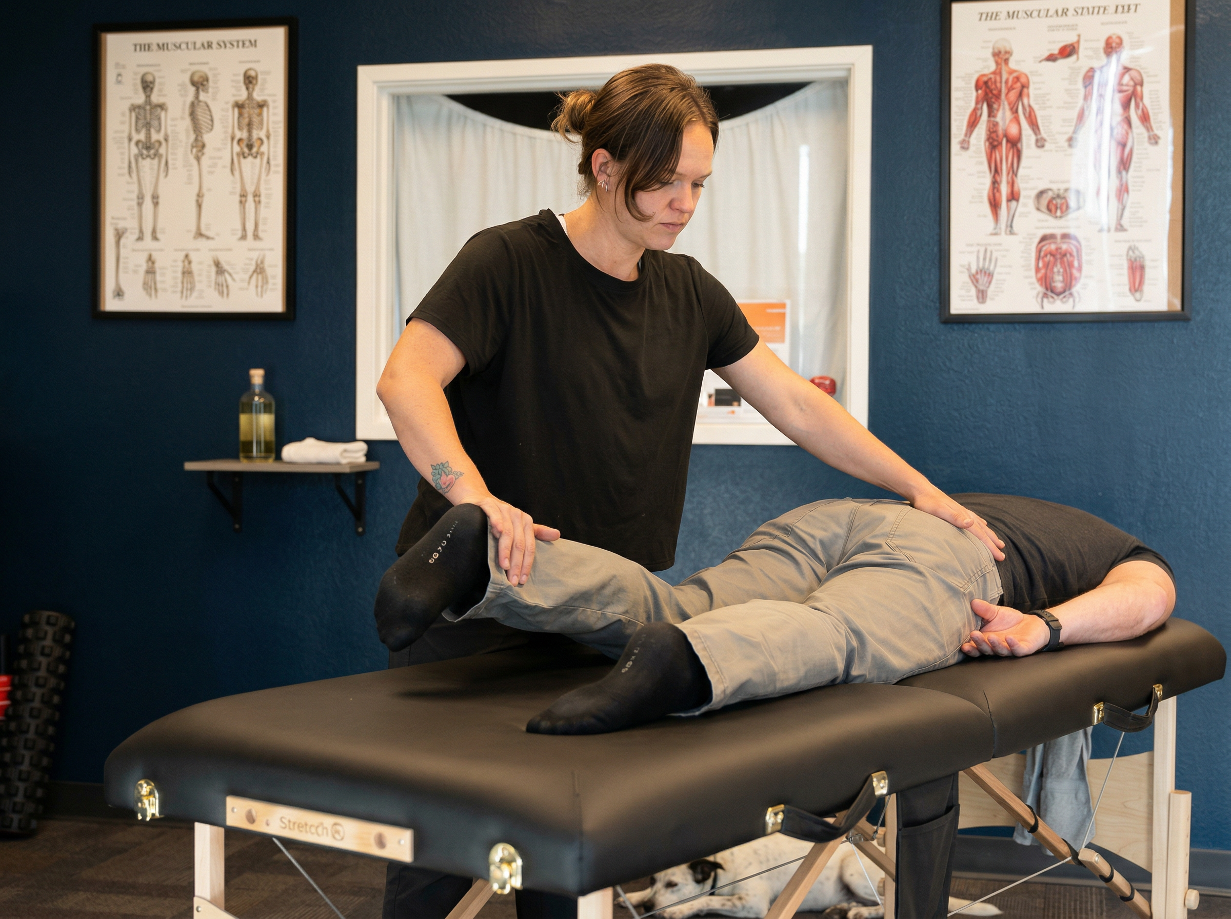 MacKenzie performing Neurokinetic Therapy on a client