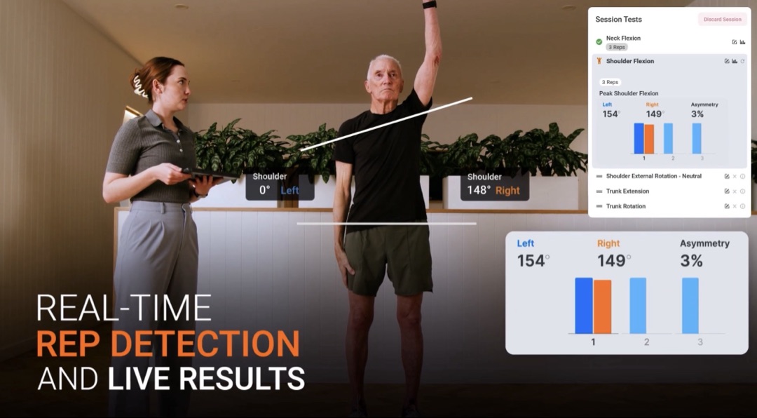 VALD HumanTrak real-time rep detection during shoulder flexion assessment